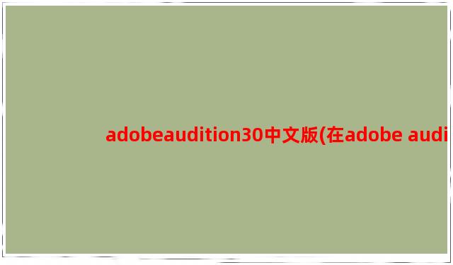 adobeaudition30中文版(在adobe audition)